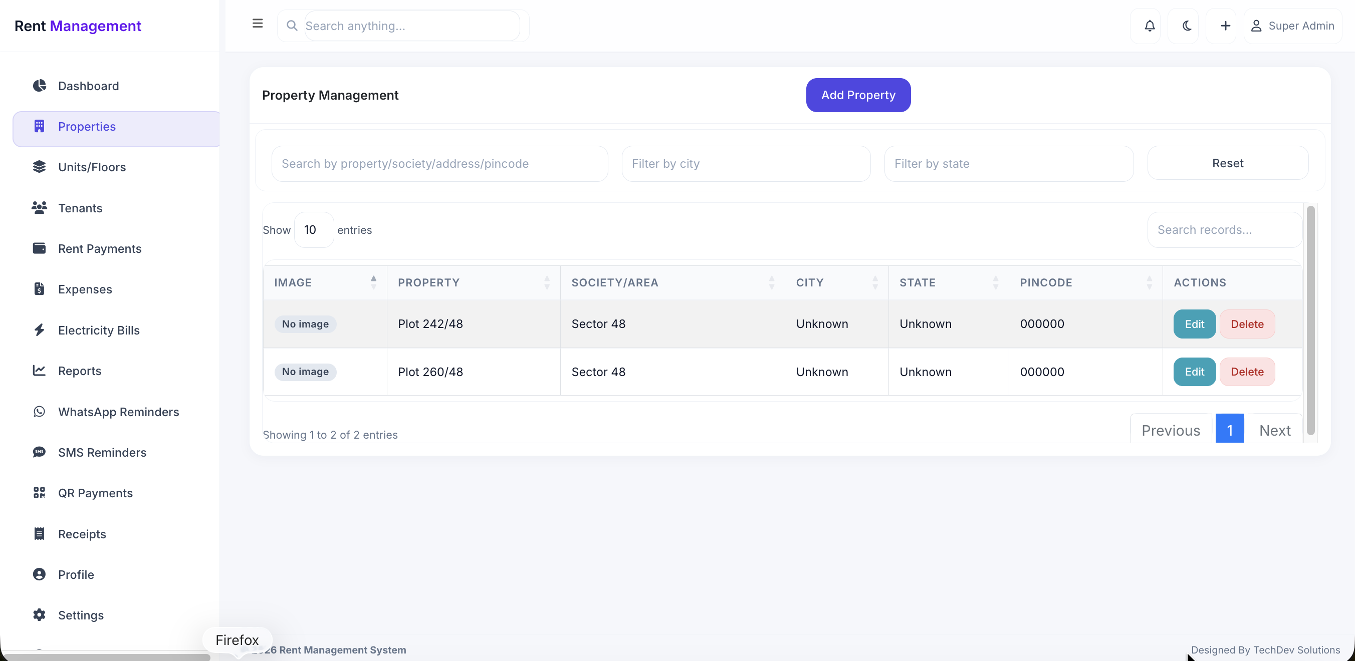 Properties Screenshot