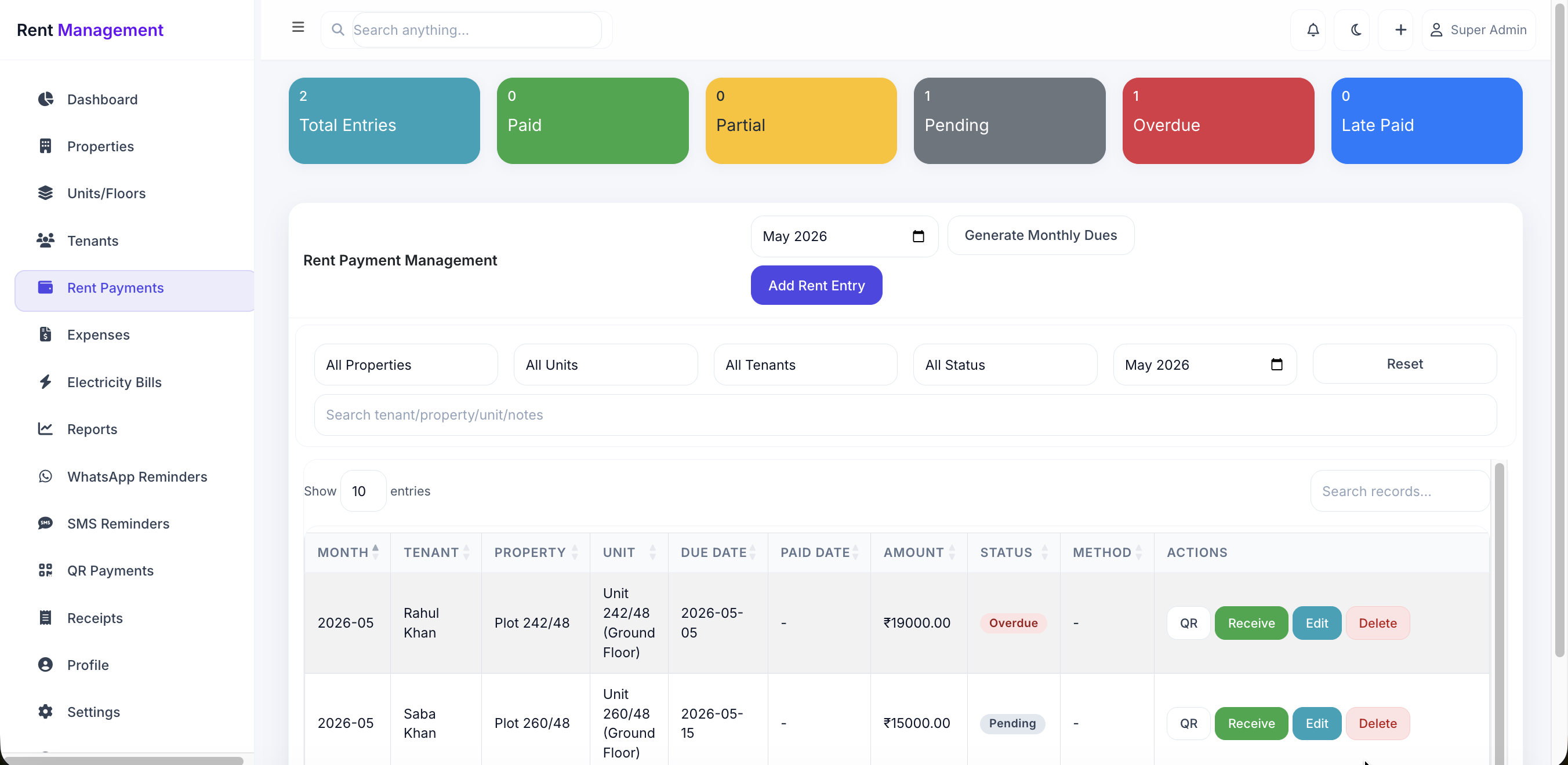 Payments Screenshot
